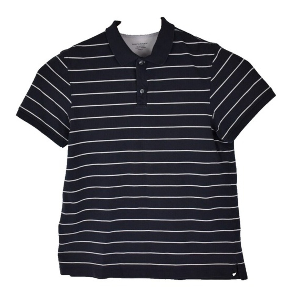 Banana Republic Polo‎ Men's XL fitted Navy and white stripe
